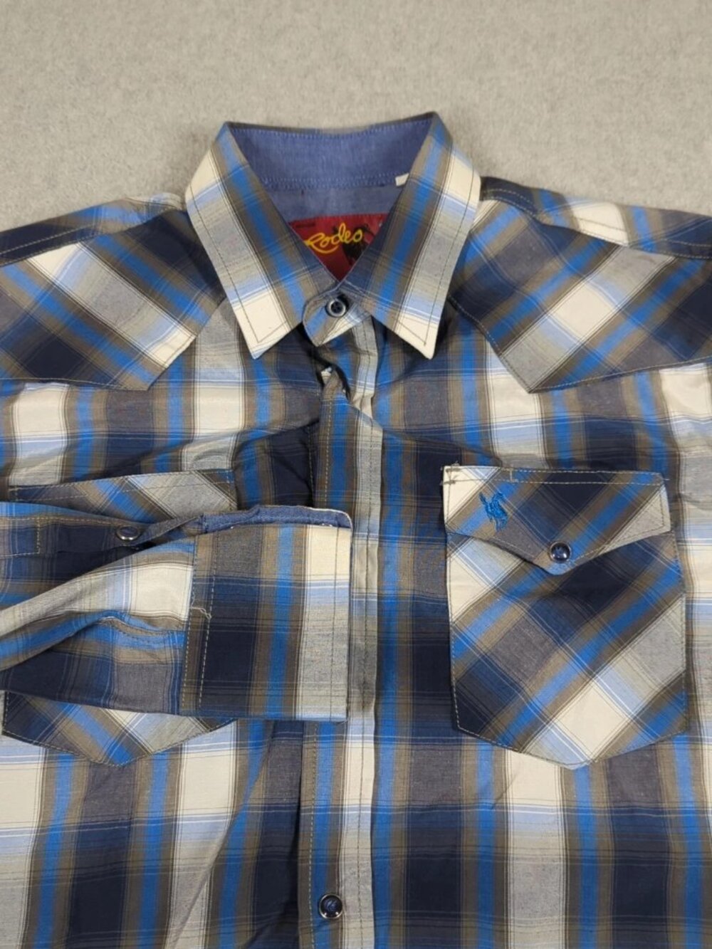 Rodeo Clothing Co Western Shirt Men's XL Plaid Long Sleeve Pearl Snap
